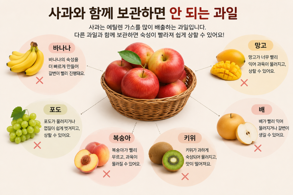 사과와 함께 보관하면 안되는 과일
