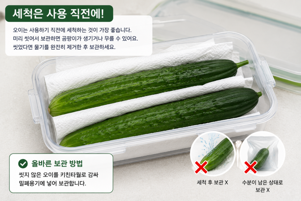 오이 세척 후 보관