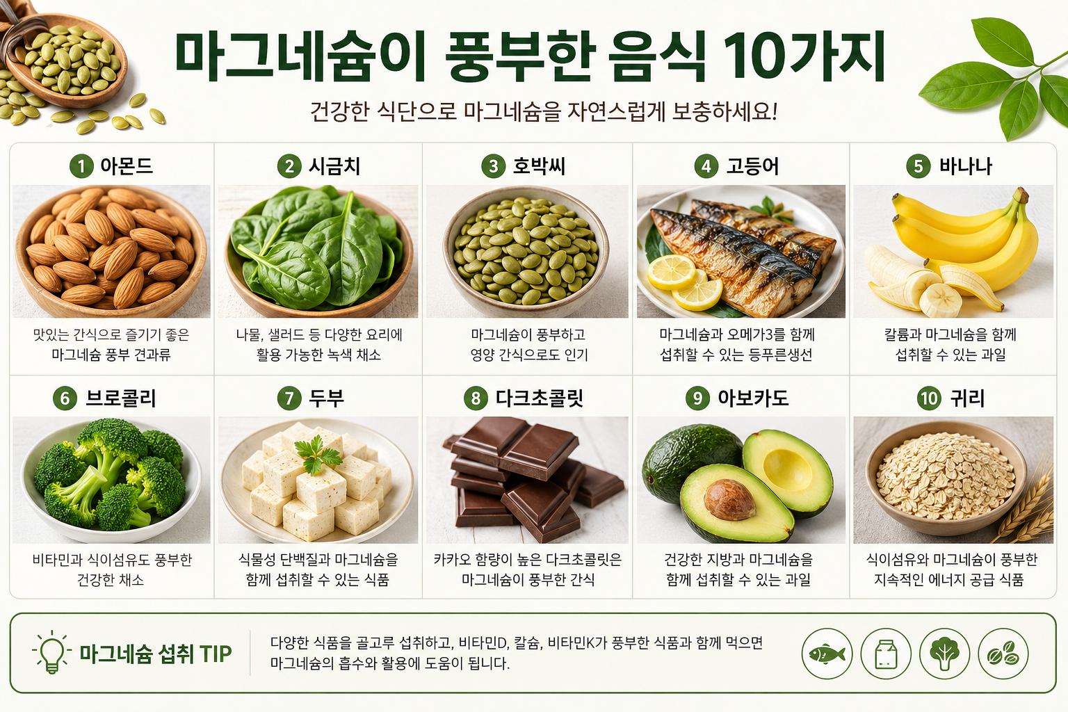 마그네슘이 풍부한 음식